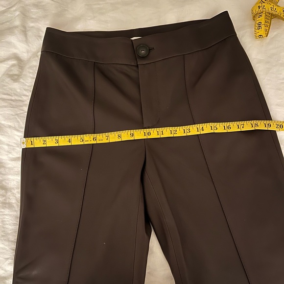 Vince Brown Leather Flare Cropped Pants - Size 6 - Picture 11 of 12